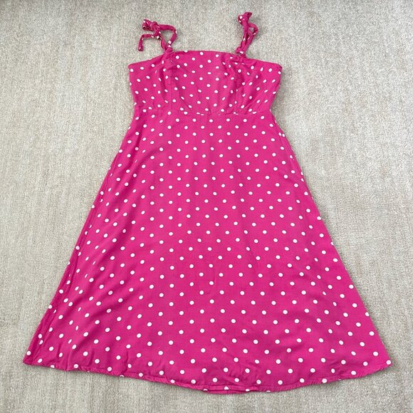 Draper James Dresses & Skirts - Draper James RSVP Sleeveless Smocked Back Midi Dress L Pink Polka Dot